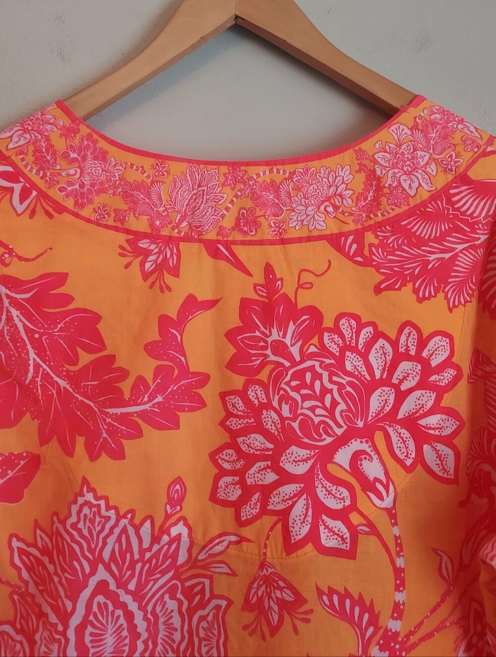 Gretchen Scott Tunic Blouse Top Size Small Orange Pink Resort Preppy - Picture 8 of 11